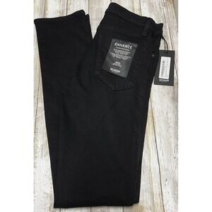 HUDSON Women The Nico Black Midrise Straight Italian Stretch Denim Jeans Size 24